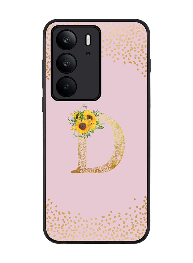 For Realme C75x / C75 4G Case,Slim fit Camera Protection, Shockproof Thin Phone cover  - Custom Floral Monogram - D  (Pink )